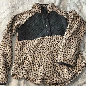 Cheetah printed Sherpa half-button up Maurice’s Sweatshirt